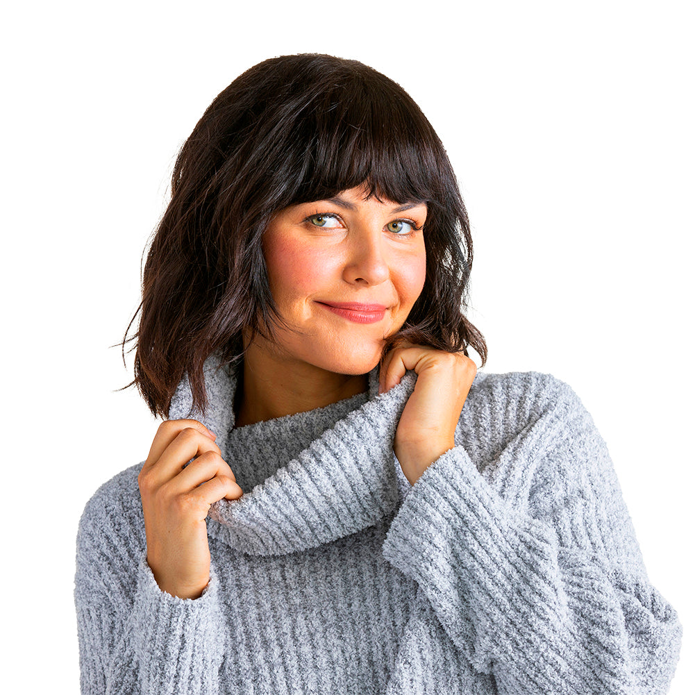 Marshmallow Slouch Turtleneck 2 Pc Lounge Set Grey