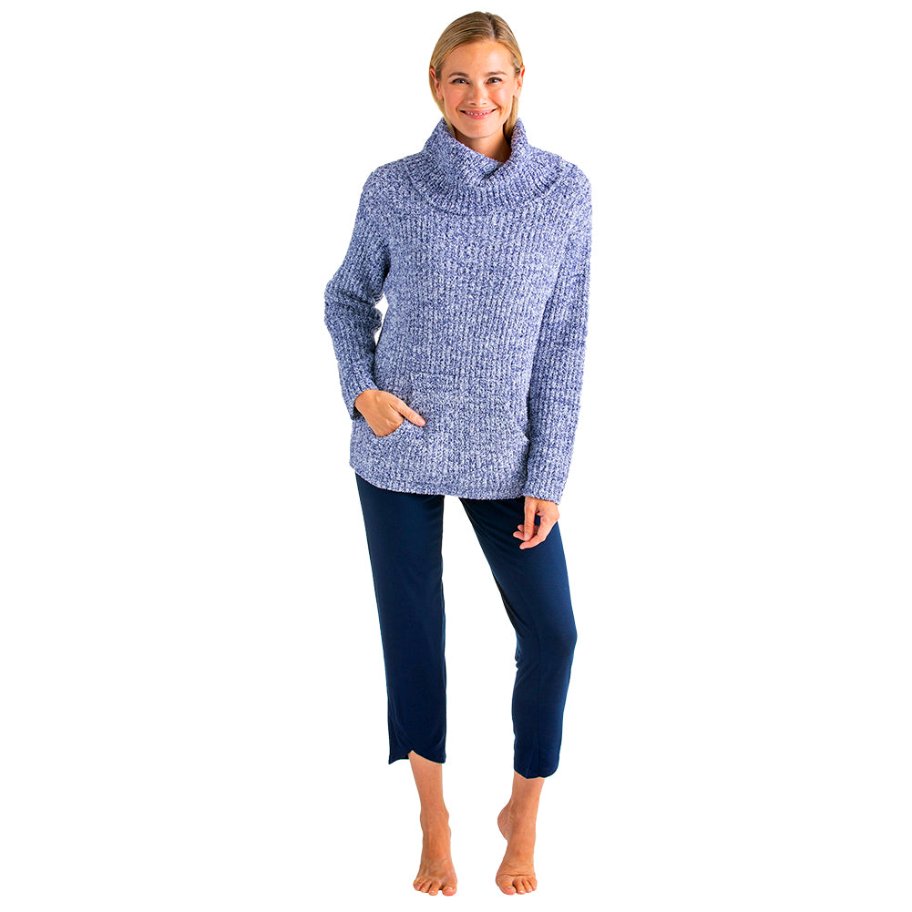 Marshmallow Slouch Turtleneck 2 Pc Lounge Set Navy