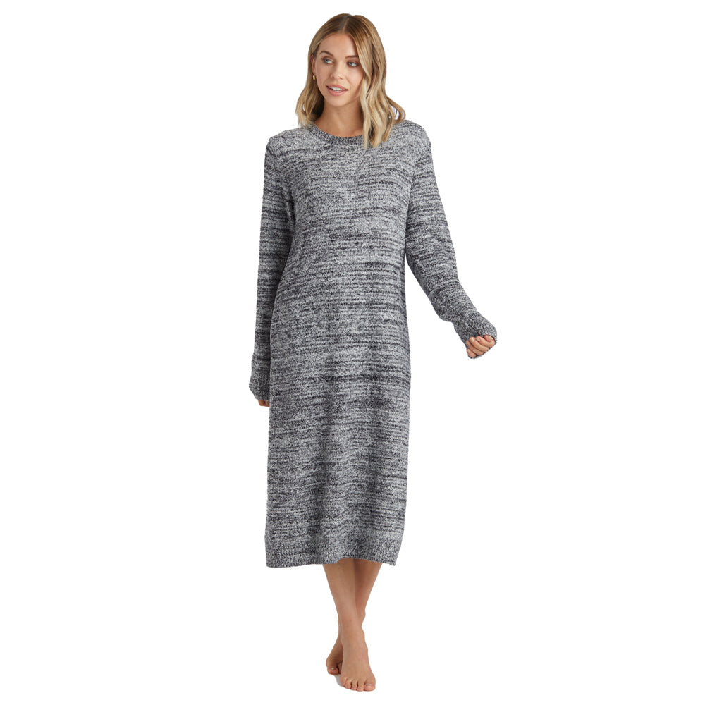 Marshmallow Crew Neck Lounger with Pockets Heather Black