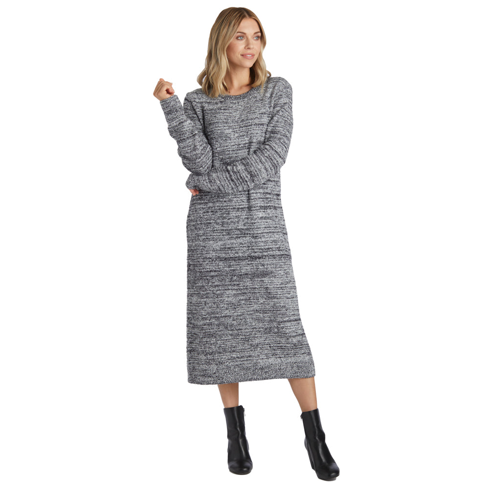 Marshmallow Crew Neck Lounger with Pockets Heather Black