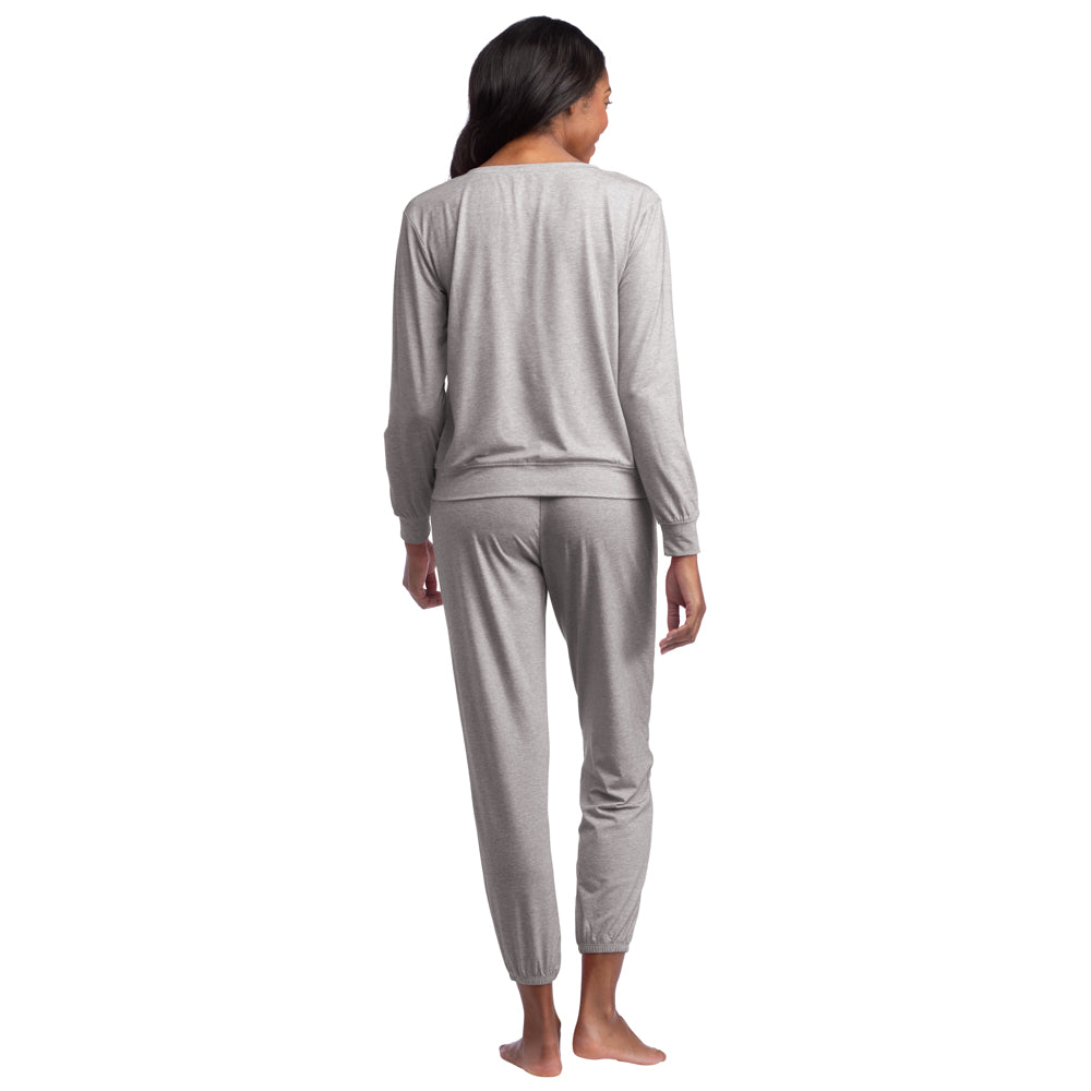 Hailey - Long Sleeve Henley with Jogger PJ Set Grey