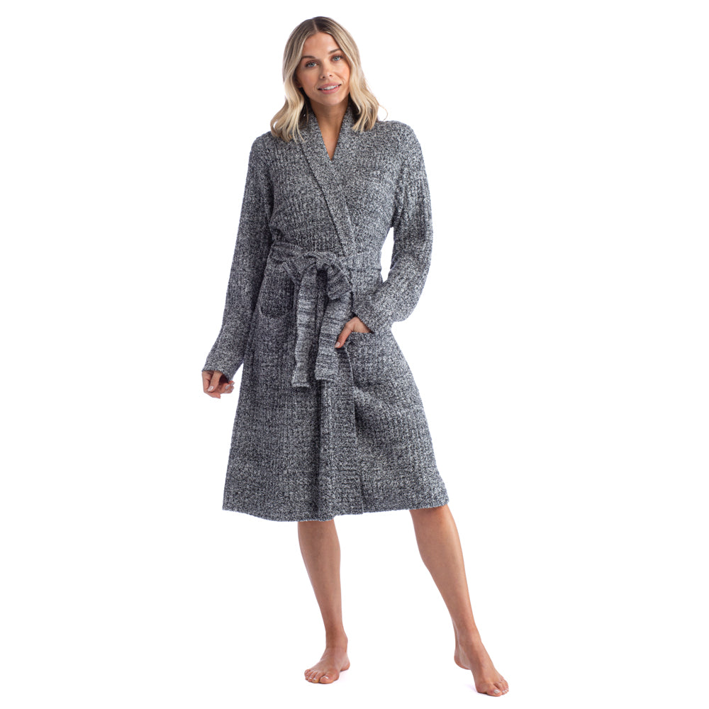 Marshmallow Wrap Robe Heather Black