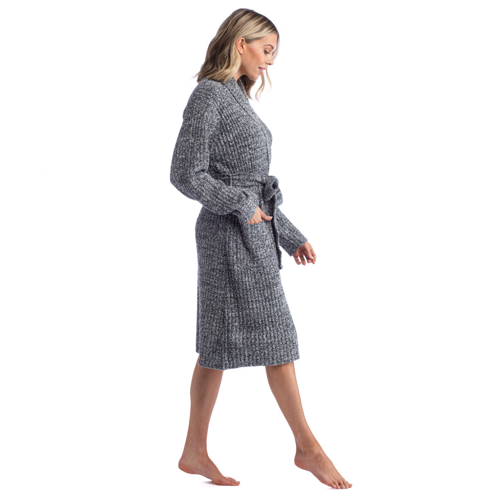 Marshmallow Wrap Robe Heather Black