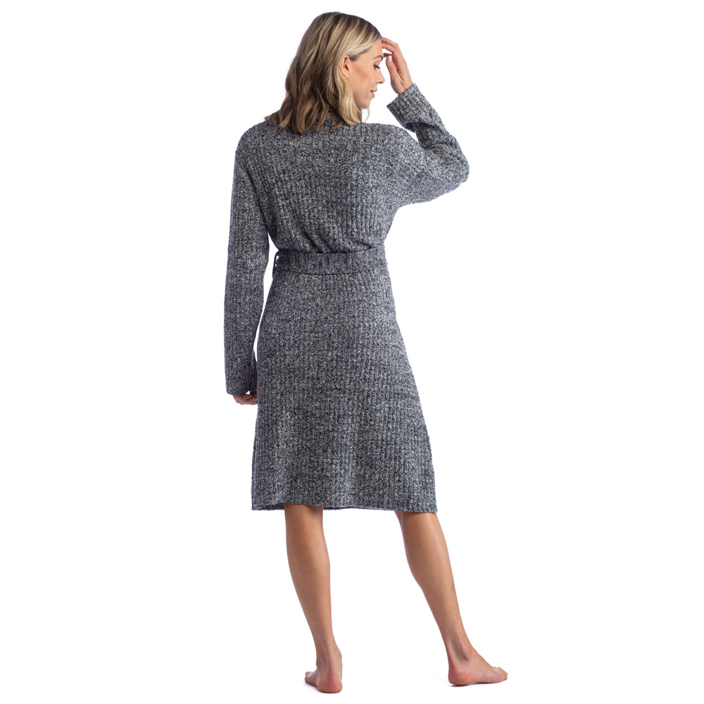 Marshmallow Wrap Robe Heather Black