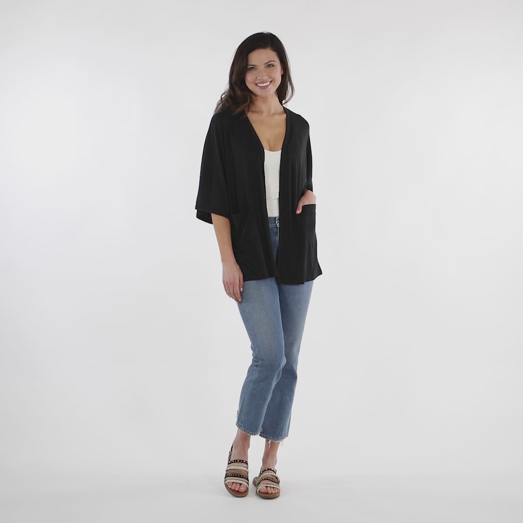 28" Dream Kimono Cardigan Black