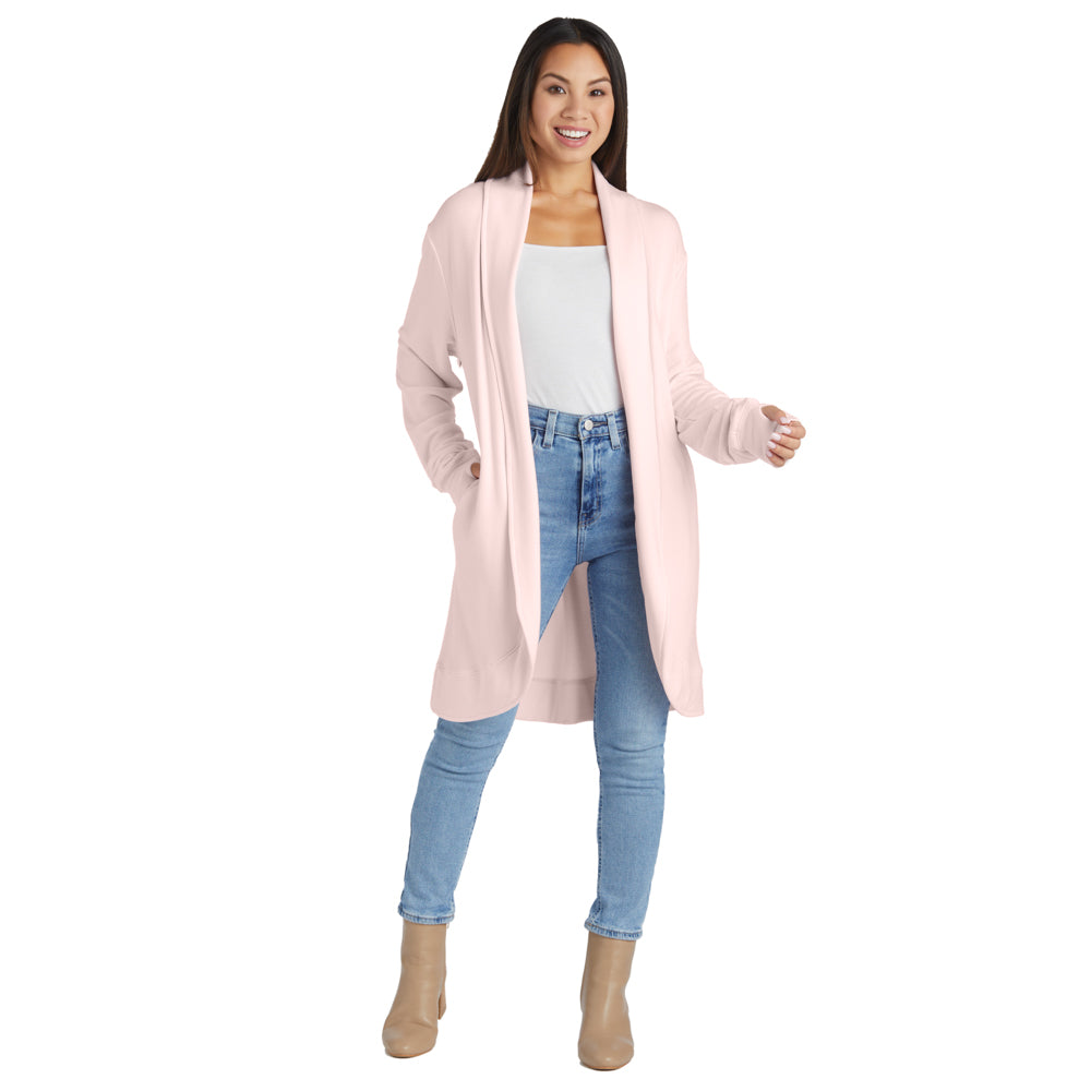 Cascade Bamboo Cardigan with Bracelet Thumbholes Blush Pink