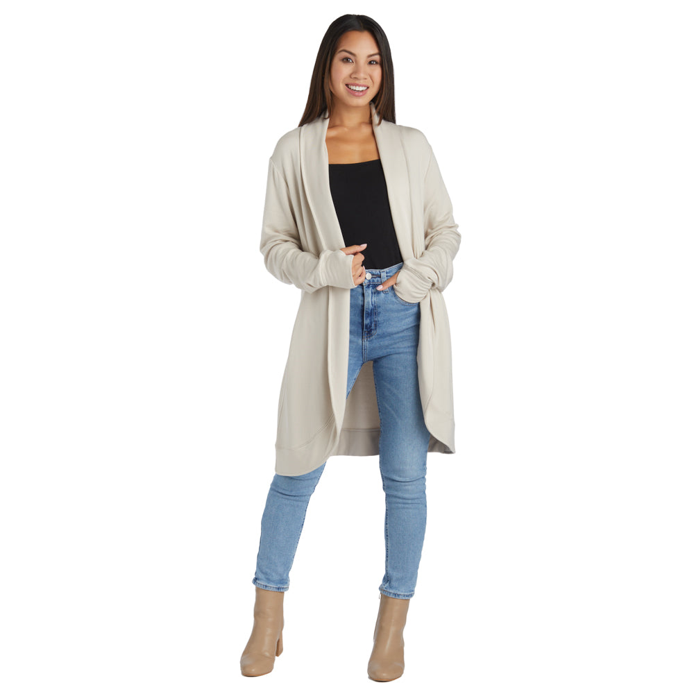 Cascade Bamboo Cardigan with Bracelet Thumbholes Stone