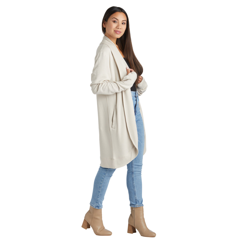 Cascade Bamboo Cardigan with Bracelet Thumbholes Stone