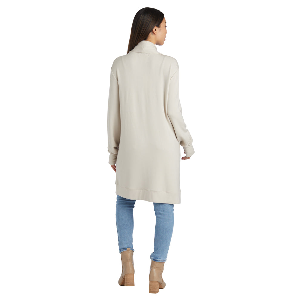 Cascade Bamboo Cardigan with Bracelet Thumbholes Stone