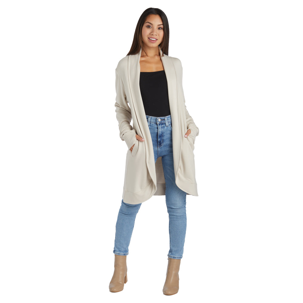 Cascade Bamboo Cardigan with Bracelet Thumbholes Stone