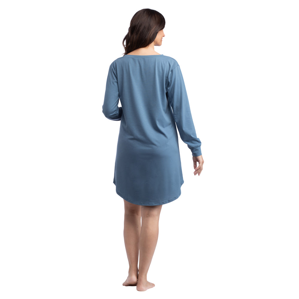 Hannah - 36" LS Henley Sleep Shirt Spring Lake