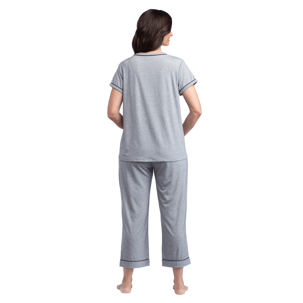 Cali - Scoop Neck Capri PJ Set Heather Grey
