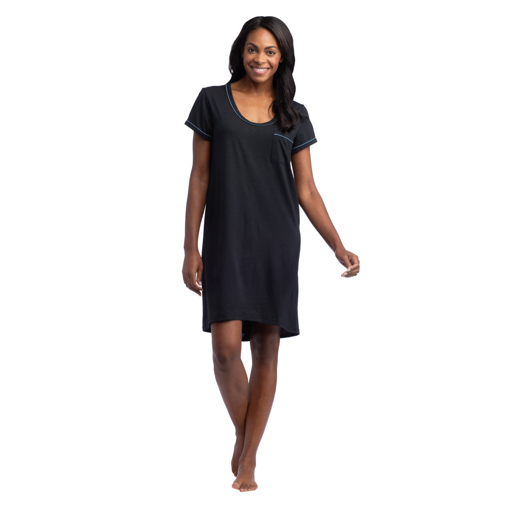 Cali - Scoop Neck Night Shirt Black