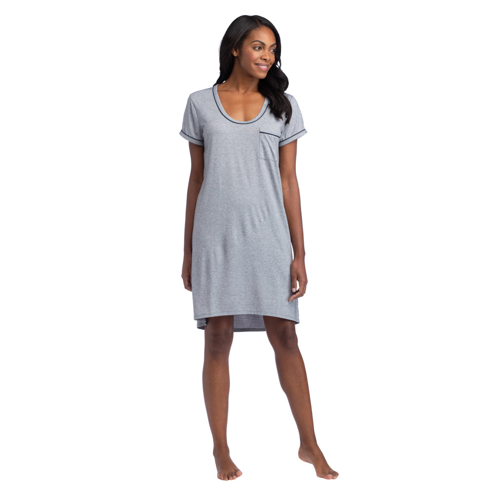 Cali - Scoop Neck Night Shirt Heather Grey