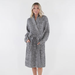 Marshmallow Wrap Robe Heather Black