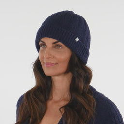 Chunky Rib Marshmallow Beanie Navy