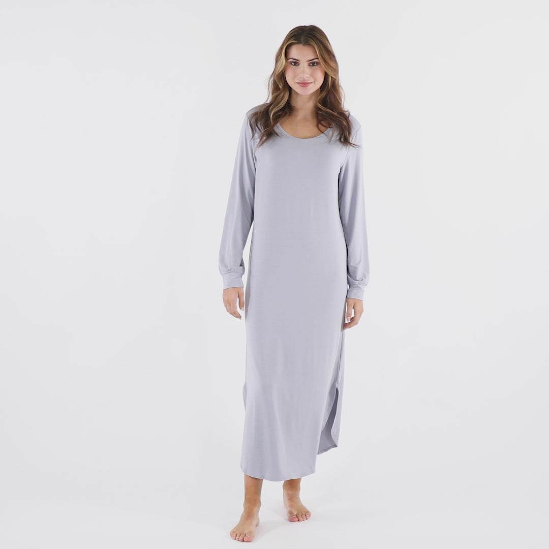 Jess - Long Sleeve Nightgown Grey